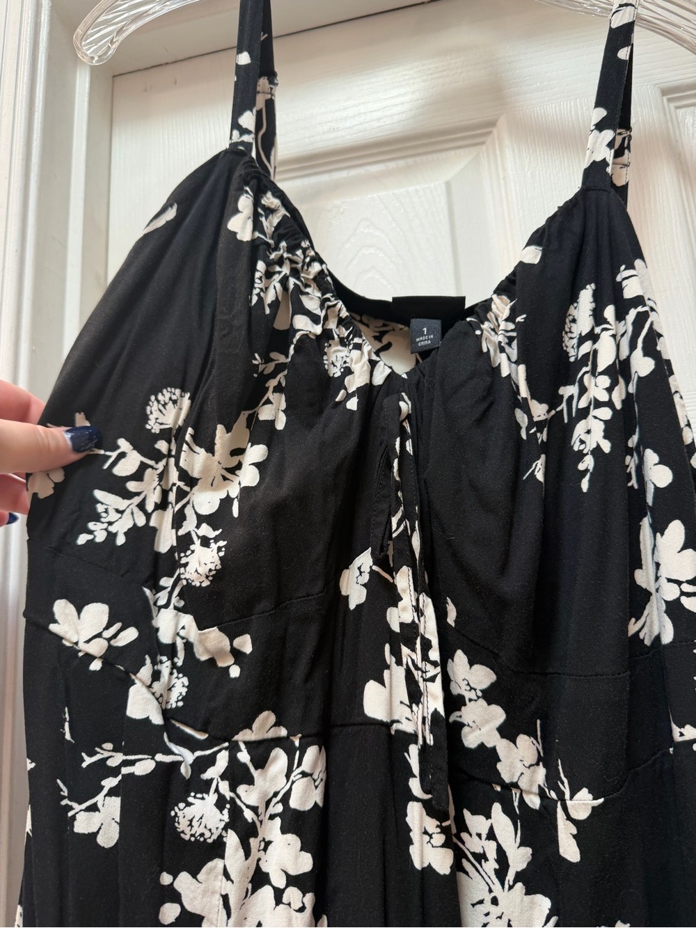 Tropical Floral Tea Length Stretch Challis Slit Dress - Picture 3 of 6